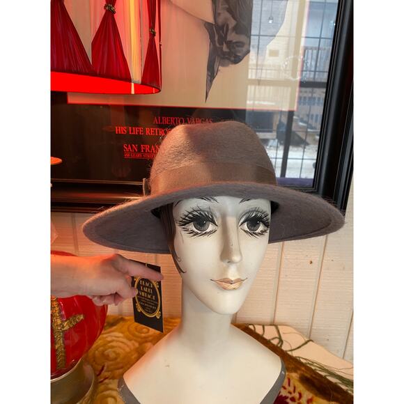 vintage 1970s gray mohair wide brim hat 70s fedora fuzzy wool classic timeless main image 7
